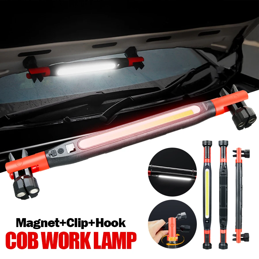 Car Accessories Hanging - ไฟฉาย LED แบบชาร์จได้ ความสว่างสูง สำหรับซ่อมรถยนต์ในกรณีฉุกเฉิน พร้อมแม่เหล็กแรงสูง