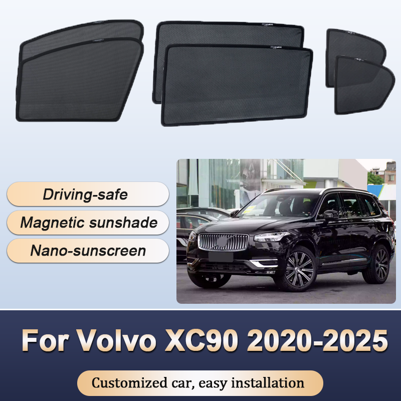 Volvo Car Accessories Xc90 - ม่านบังแดดสำหรับวอลโว่ XC90 B5 B6 2020-2025 ม่านบังแดดแม่เหล็กฉนวนกันความร้อนผ้าม่านความเป็นส่วนตัวหน้าต่างบังแดดอุปกรณ์เสริมในรถยนต์