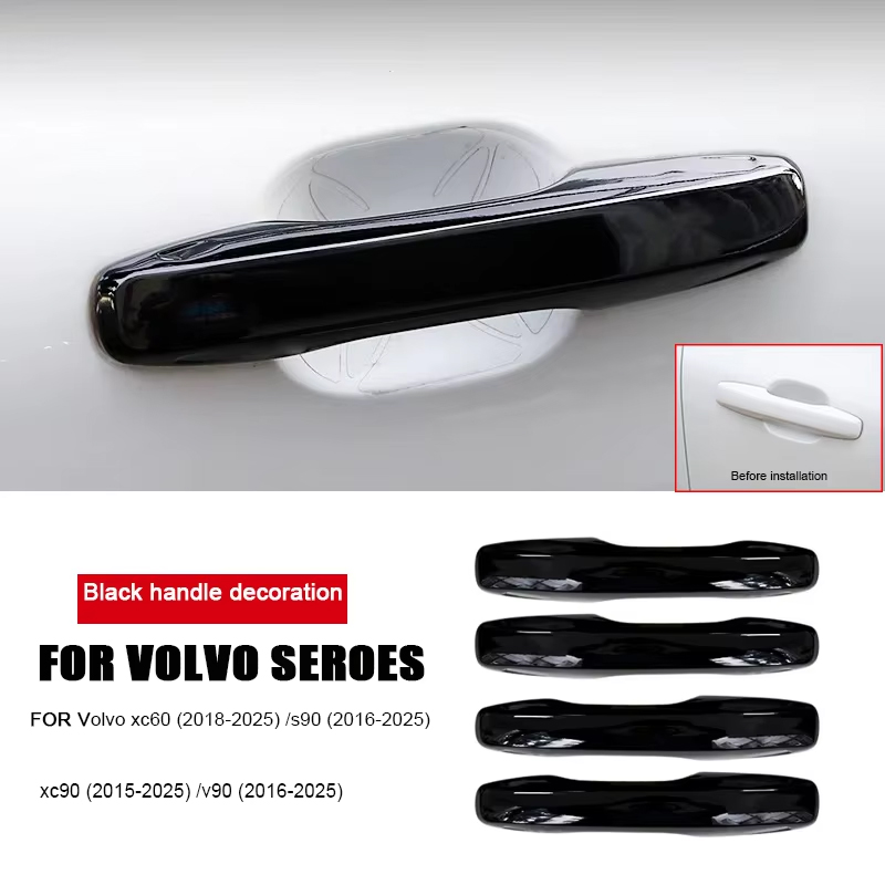 Volvo Car Accessories Xc60 - สำหรับวอลโว่รถมือจับประตูตกแต่งสีดำตกแต่งรถสติกเกอร์ XC60 V90 XC90 S90 อุปกรณ์เสริมในรถยนต์