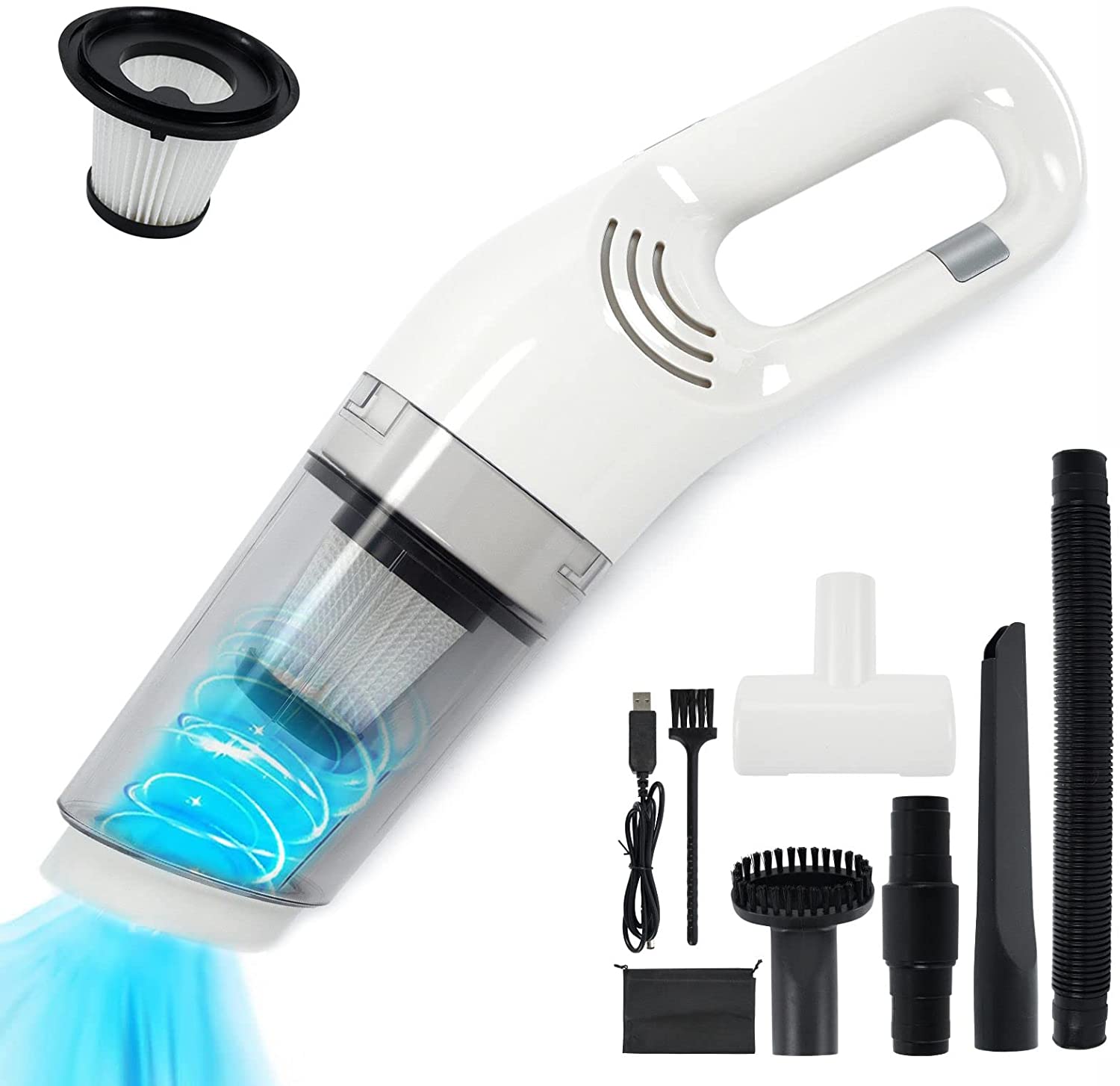 Car Vacuum Cleaner - เครื่องดูดฝุ่นในรถยนต์ไร้สายแบบพกพา ฟังก์ชั่นเป่าลมดูดฝุ่น เครื่องเป่าลมดูดฝุ่นแบบมือถือ สำหรับรถยนต์ บ้าน สำนักงาน
