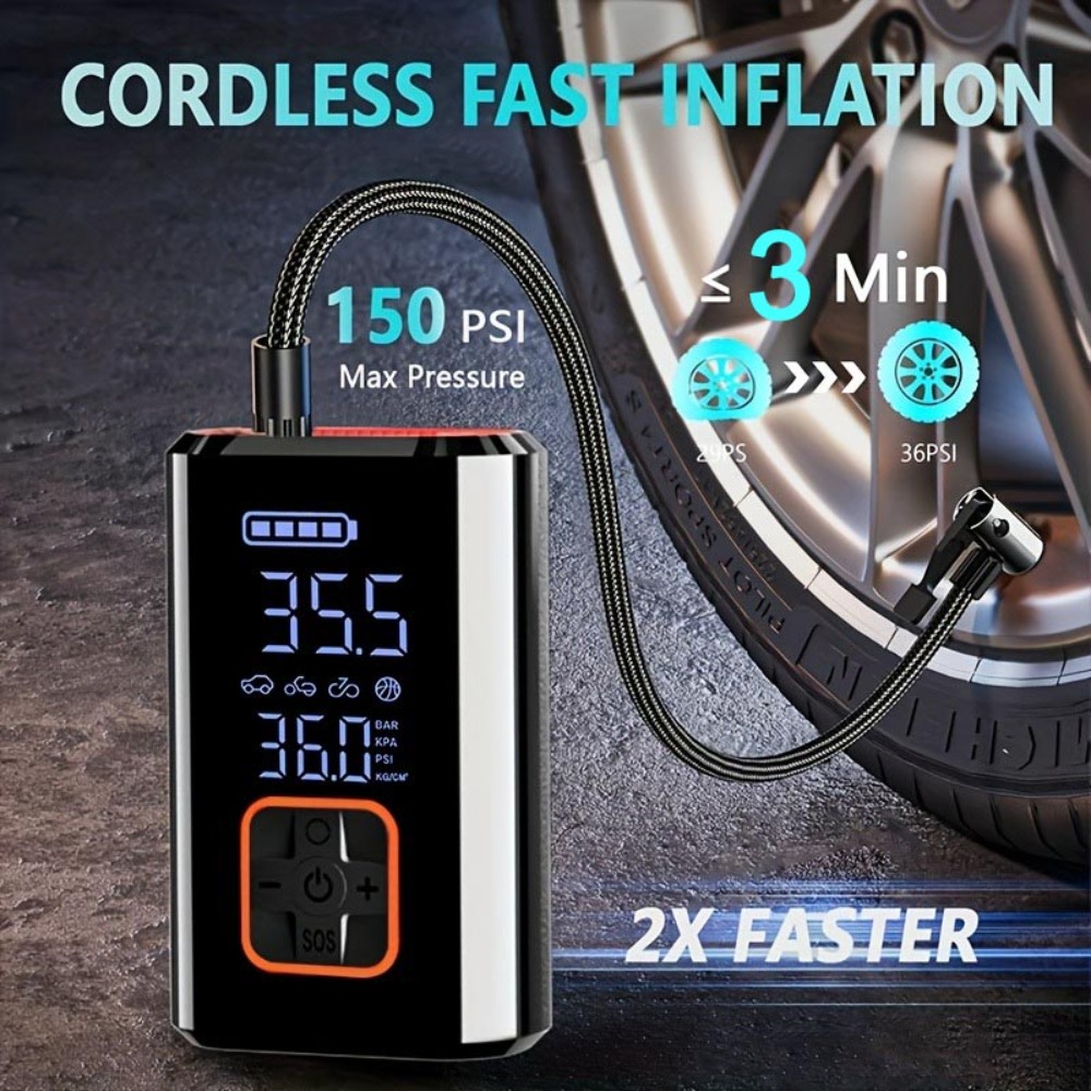 เครื่องสูบลมแบบพกพาไร้สาย สำหร - Car Portable Tire Inflator บทวิจารณ์และราคา